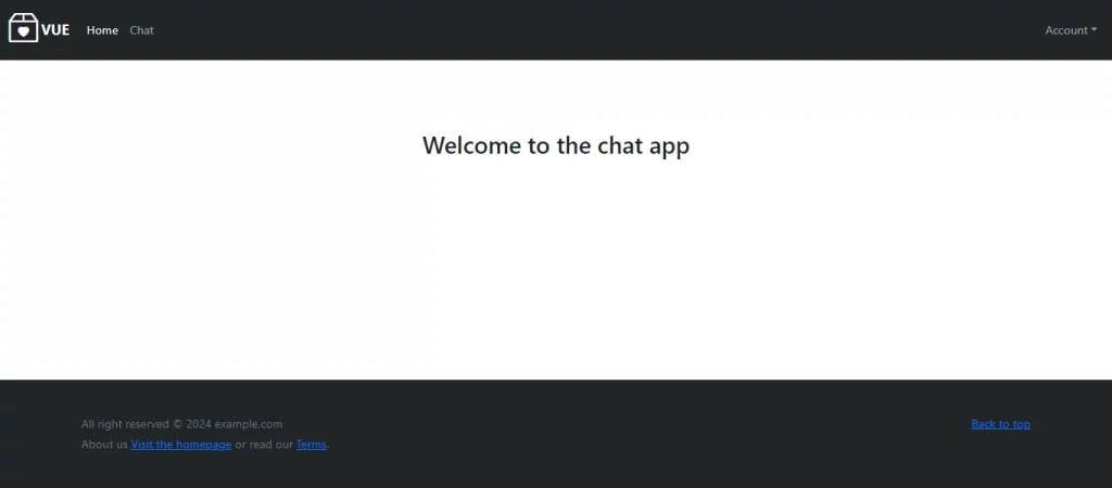 Laravel & Vue.js Chat App home page