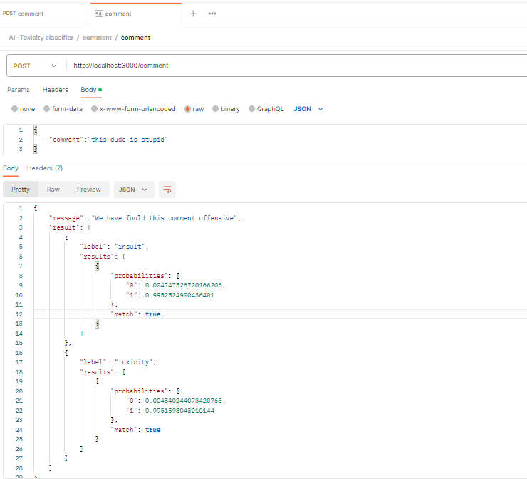 TensorFlow.js toxicity classifier with node.js api